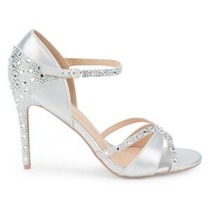 Lauren Lorraine Daisey Silver Rhinestone Embellished Stiletto Heel Sandal 7.5